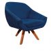 Kit 02 Poltronas Giratória Giovana Suede Azul Marinho Base Madeira MM30 D'Rossi