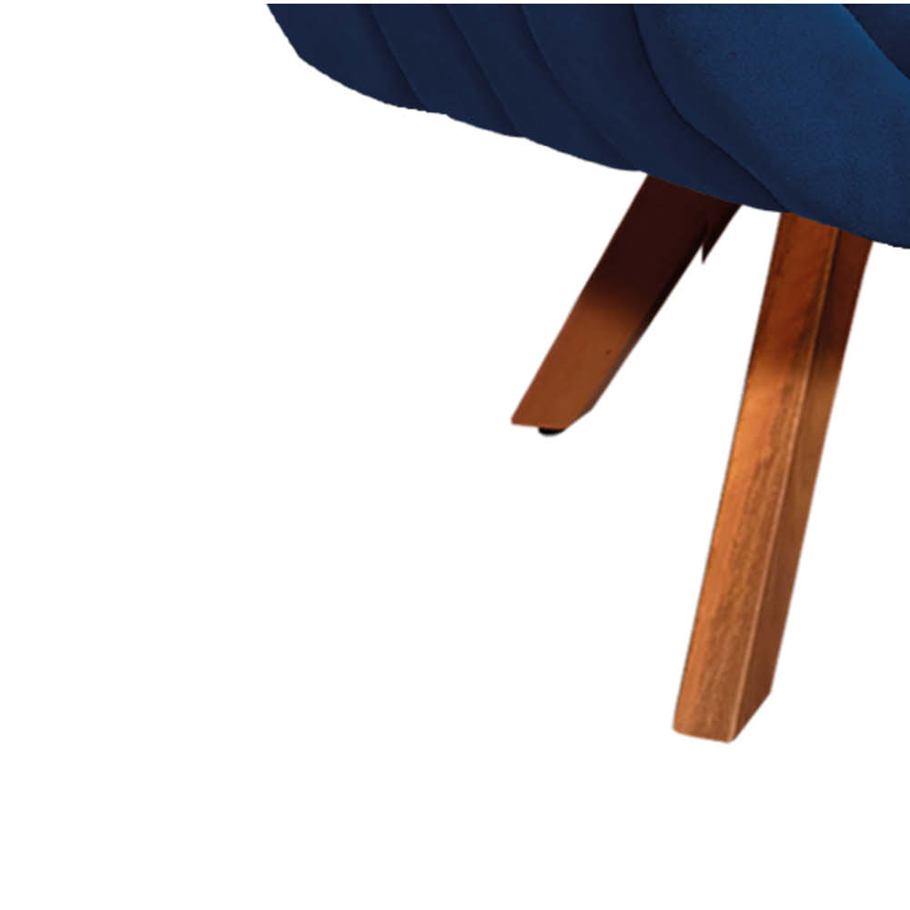 Kit 02 Poltronas Giratória Giovana Suede Azul Marinho Base Madeira MM30 D'Rossi