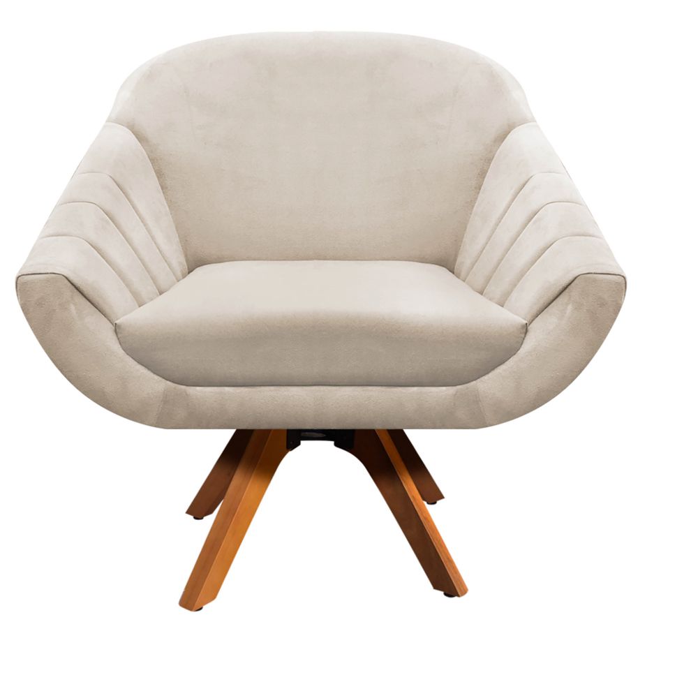 Kit 02 Poltronas Giratória Giovana Suede Base Madeira MM30 D'Rossi