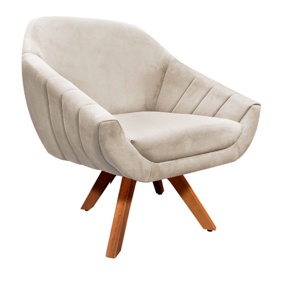 Kit 02 Poltronas Giratória Giovana Suede Base Madeira MM30 D'Rossi