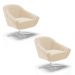 Kit 02 Poltronas Giratória Giovana Suede Bege Base Cromada - D'Rossi