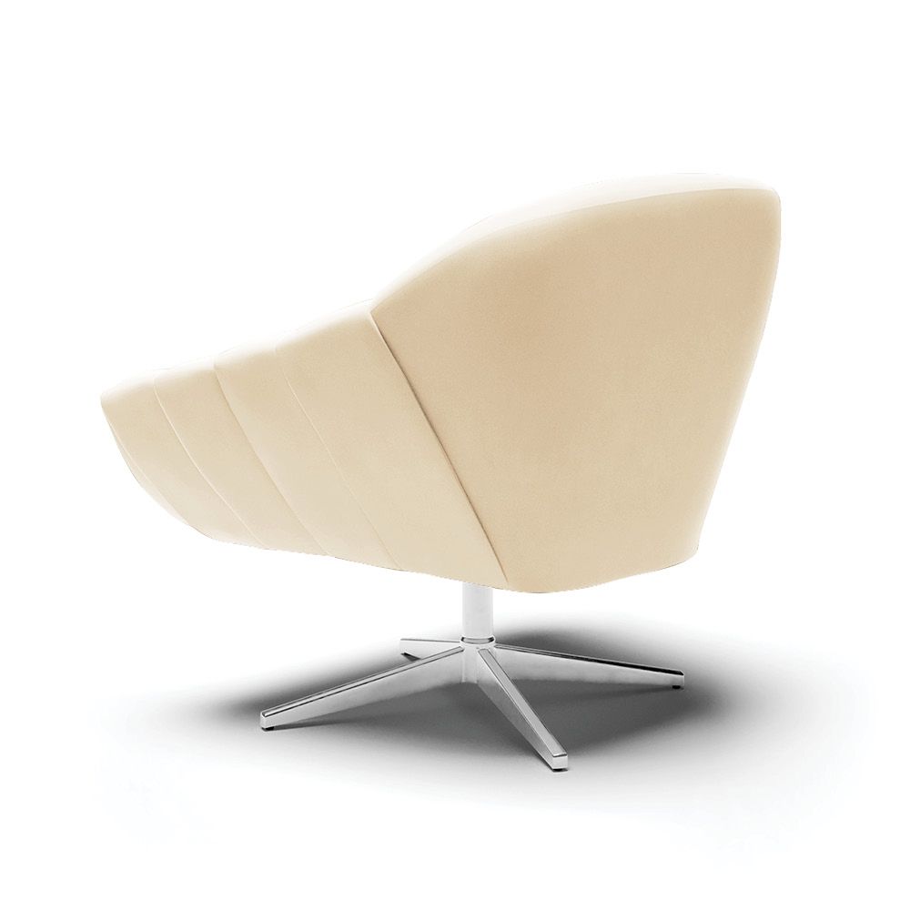 Kit 02 Poltronas Giratória Giovana Suede Bege Base Cromada - D'Rossi