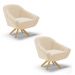 Kit 02 Poltronas Giratória Giovana Suede Bege Base Madeira MA30 - D'Rossi