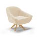 Kit 02 Poltronas Giratória Giovana Suede Bege Base Madeira MA30 - D'Rossi