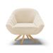 Kit 02 Poltronas Giratória Giovana Suede Bege Base Madeira MA30 - D'Rossi