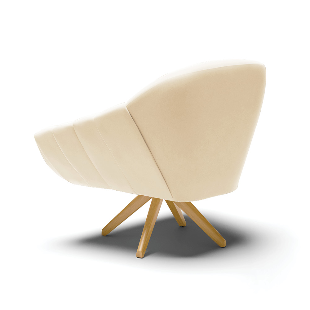Kit 02 Poltronas Giratória Giovana Suede Bege Base Madeira MA30 - D'Rossi
