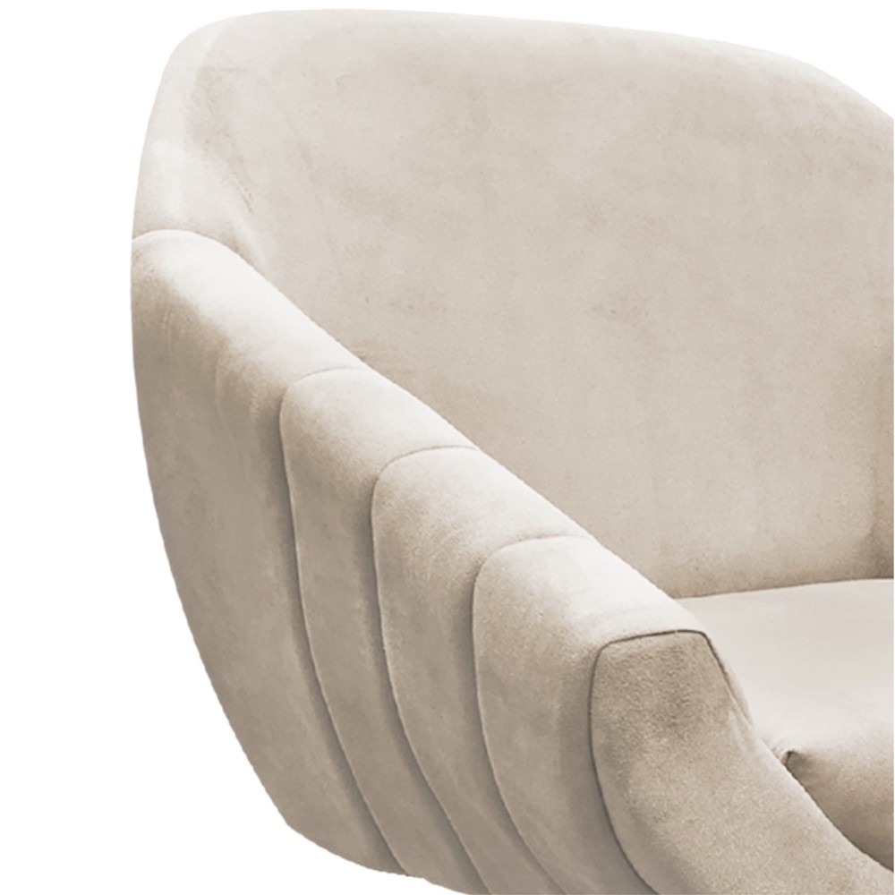 Kit 02 Poltronas Giratória Giovana Suede Bege Base Madeira MM30 D'Rossi