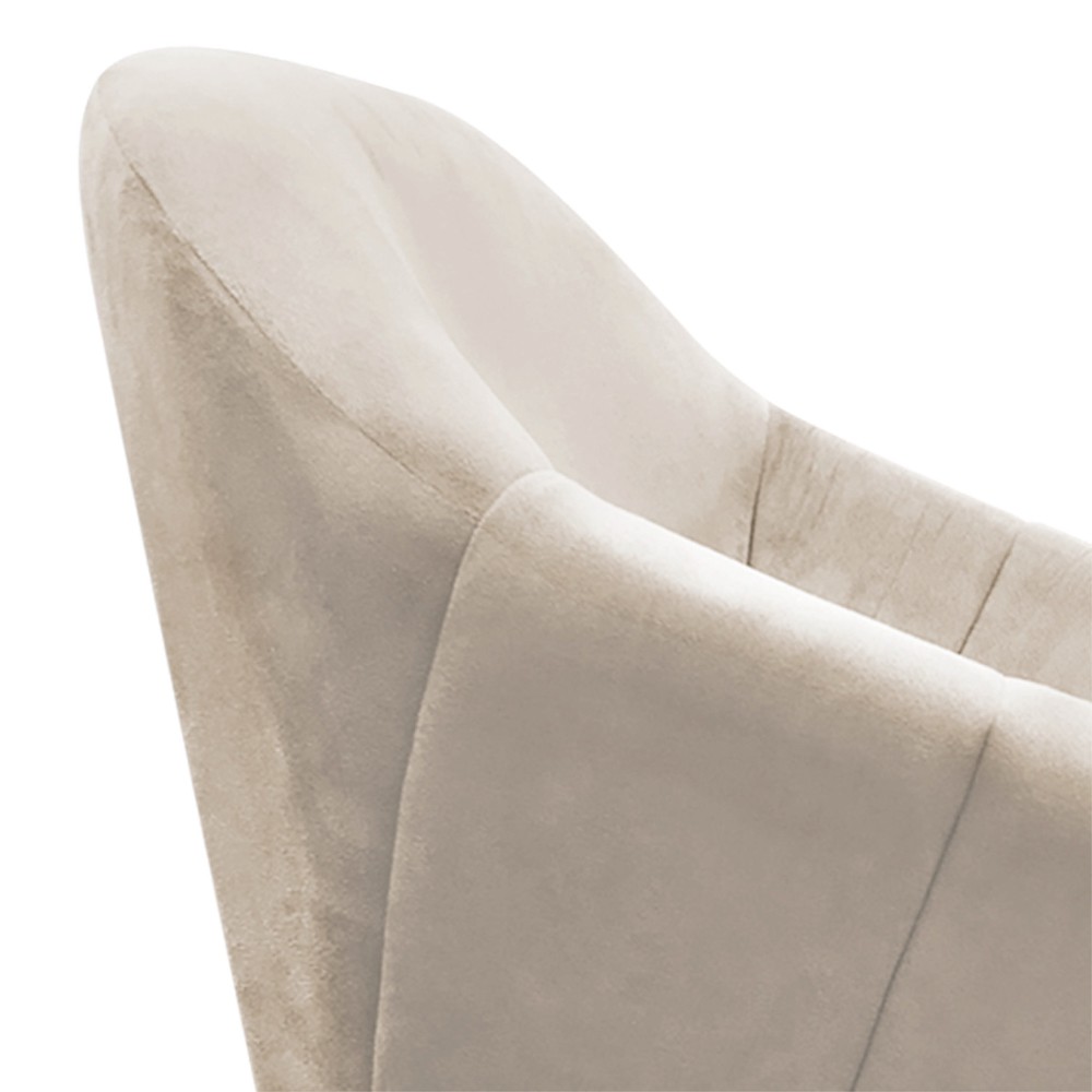 Kit 02 Poltronas Giratória Giovana Suede Bege Base Madeira MM30 D'Rossi