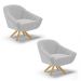 Kit 02 Poltronas Giratória Giovana Suede Cinza Base Madeira MA30 - D'Rossi