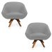 Kit 02 Poltronas Giratória Giovana Suede Cinza Base Madeira MM30 D'Rossi