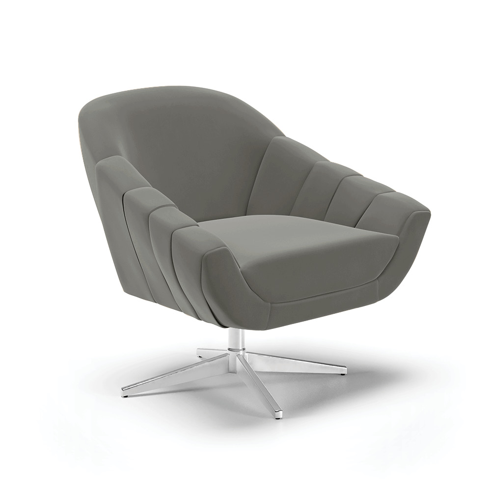 Kit 02 Poltronas Giratória Giovana Suede Grafite Base Cromada - D'Rossi