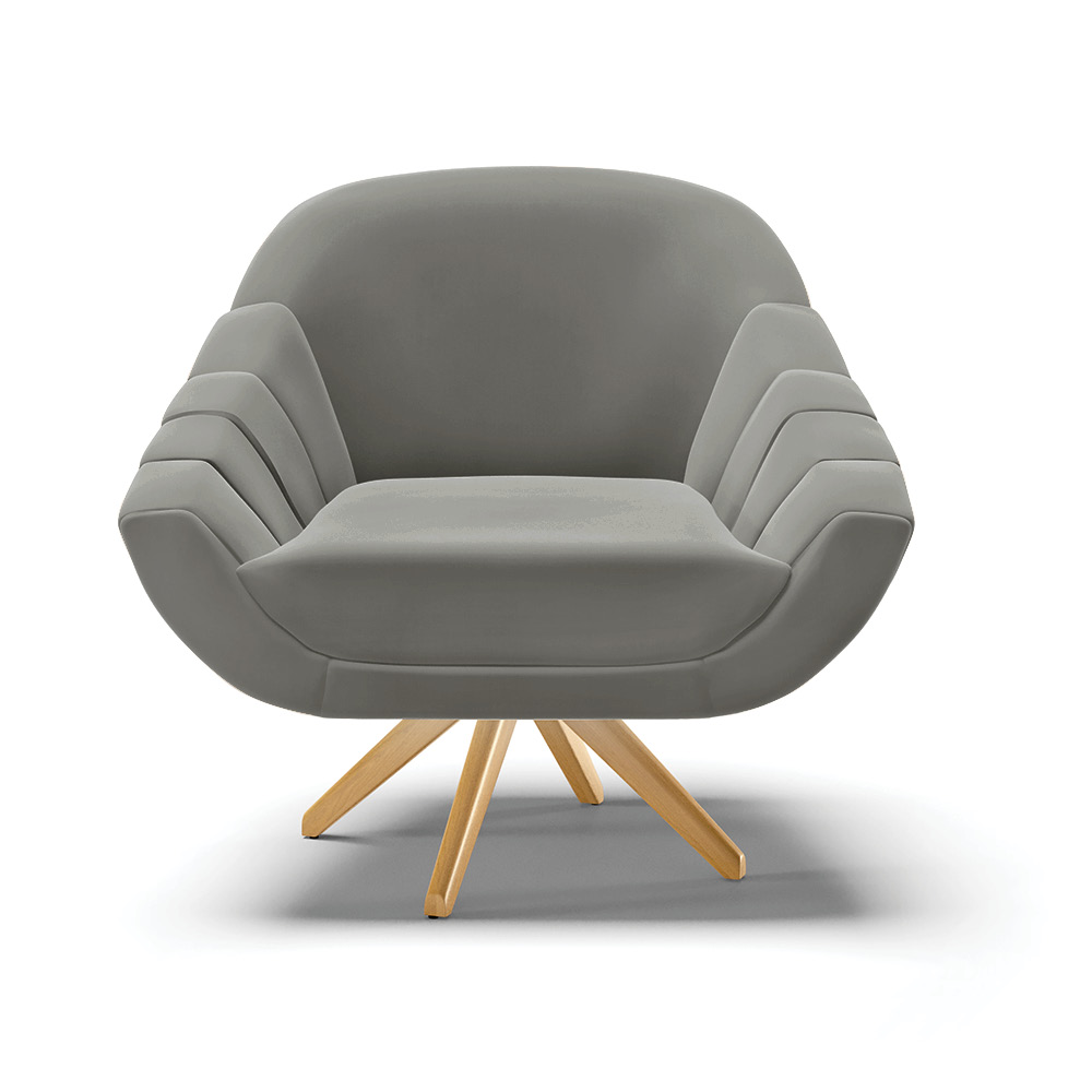 Kit 02 Poltronas Giratória Giovana Suede Grafite Base Madeira MA30 - D'Rossi