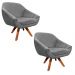 Kit 02 Poltronas Giratória Giovana Suede Grafite Base Madeira MM30 D'Rossi