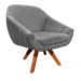 Kit 02 Poltronas Giratória Giovana Suede Grafite Base Madeira MM30 D'Rossi