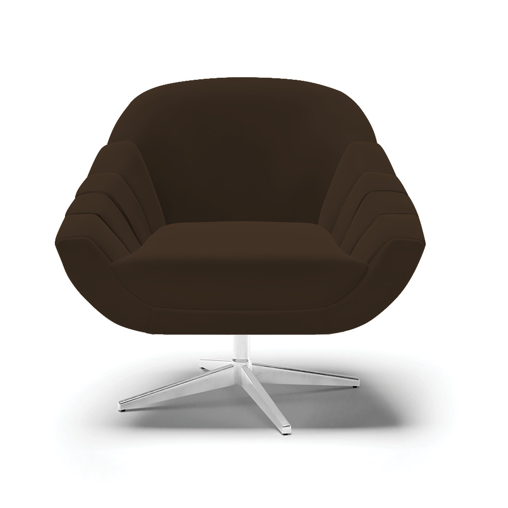 Kit 02 Poltronas Giratória Giovana Suede Marrom Base Cromada - D'Rossi
