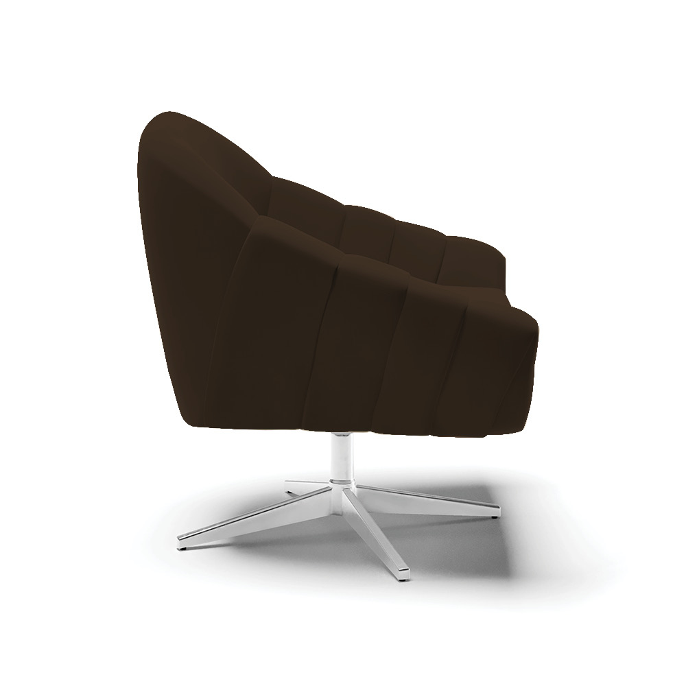 Kit 02 Poltronas Giratória Giovana Suede Marrom Base Cromada - D'Rossi