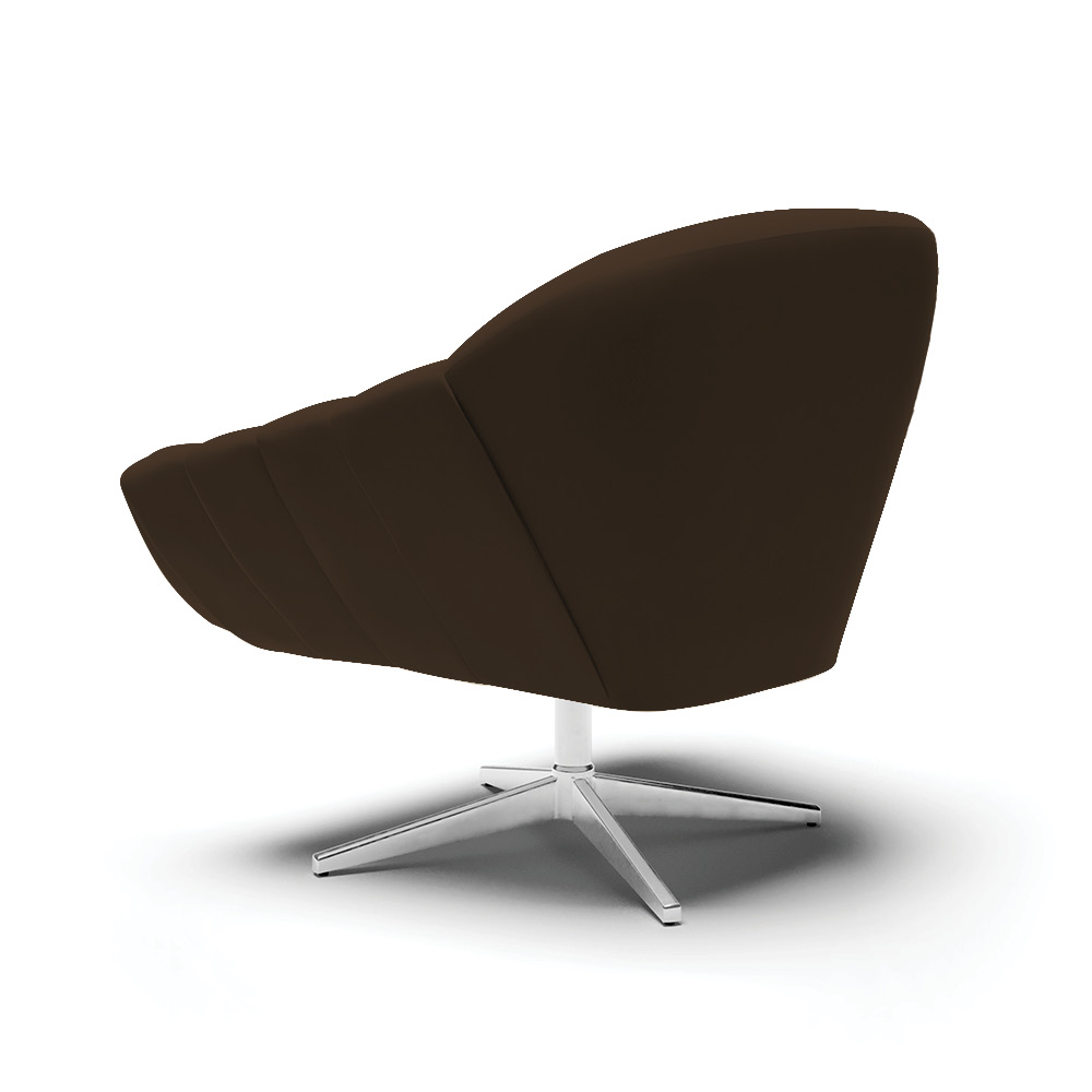 Kit 02 Poltronas Giratória Giovana Suede Marrom Base Cromada - D'Rossi