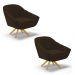 Kit 02 Poltronas Giratória Giovana Suede Marrom Base Madeira MA30 - D'Rossi