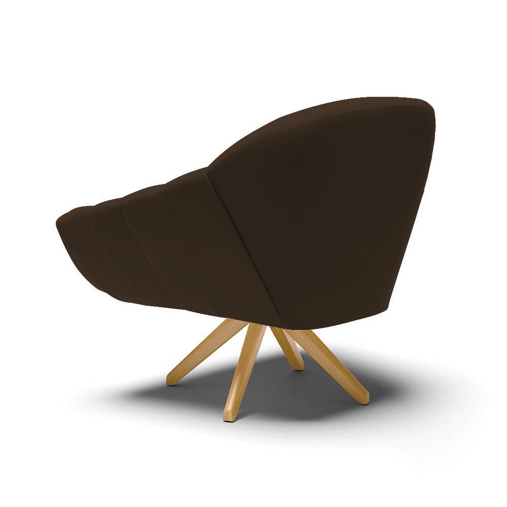 Kit 02 Poltronas Giratória Giovana Suede Marrom Base Madeira MA30 - D'Rossi