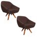 Kit 02 Poltronas Giratória Giovana Suede Marrom Base Madeira MM30 D'Rossi