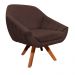 Kit 02 Poltronas Giratória Giovana Suede Marrom Base Madeira MM30 D'Rossi