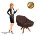 Kit 02 Poltronas Giratória Giovana Suede Marrom Base Madeira MM30 D'Rossi