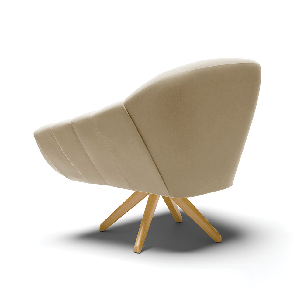 Kit 02 Poltronas Giratória Giovana Suede Marrom Rato Base Madeira MA30 - D'Rossi