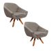 Kit 02 Poltronas Giratória Giovana Suede Marrom Rato Base Madeira MM30 D'Rossi