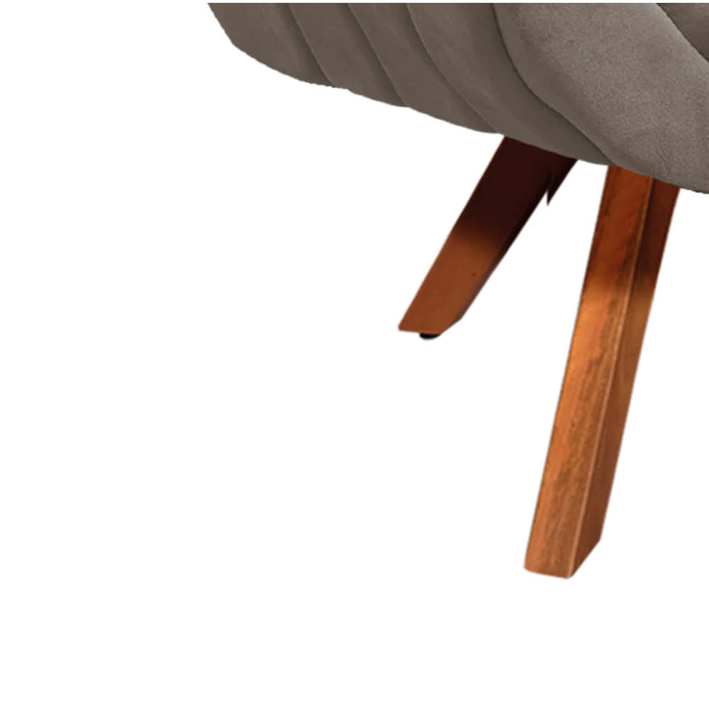 Kit 02 Poltronas Giratória Giovana Suede Marrom Rato Base Madeira MM30 D'Rossi