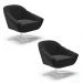 Kit 02 Poltronas Giratória Giovana Suede Preto Base Cromada - D'Rossi