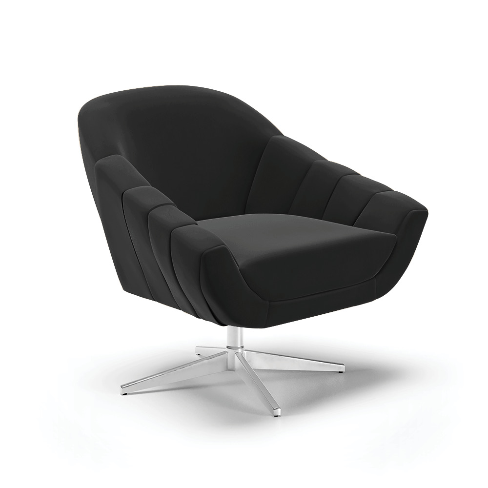 Kit 02 Poltronas Giratória Giovana Suede Preto Base Cromada - D'Rossi