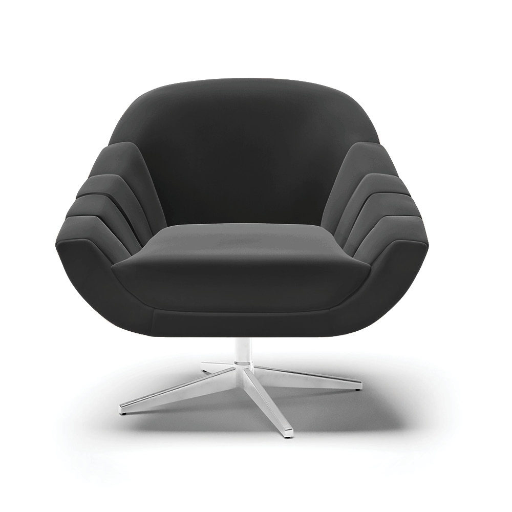 Kit 02 Poltronas Giratória Giovana Suede Preto Base Cromada - D'Rossi