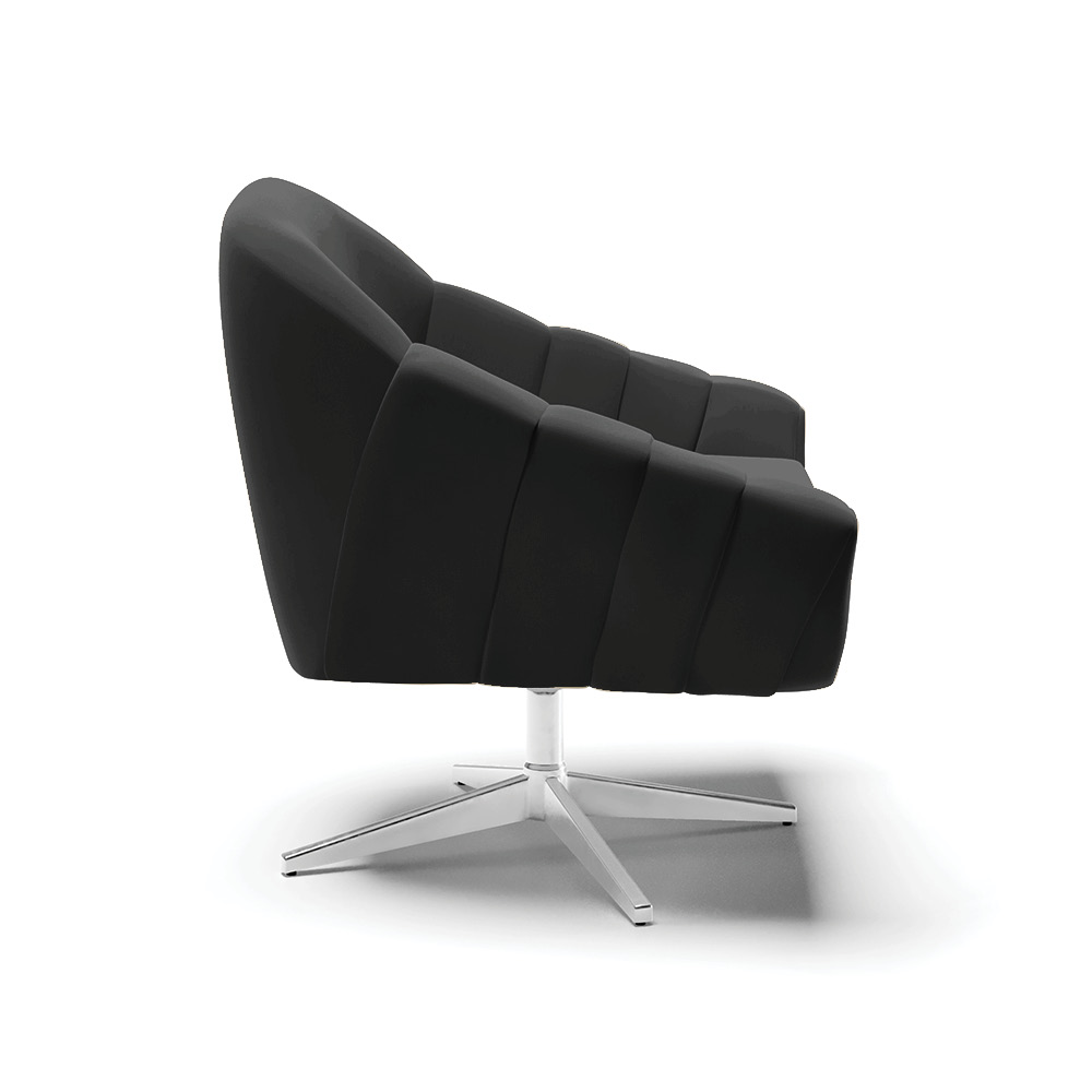 Kit 02 Poltronas Giratória Giovana Suede Preto Base Cromada - D'Rossi