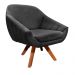 Kit 02 Poltronas Giratória Giovana Suede Preto Base Madeira MM30 D'Rossi
