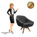 Kit 02 Poltronas Giratória Giovana Suede Preto Base Madeira MM30 D'Rossi
