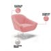 Kit 02 Poltronas Giratória Giovana Suede Rosê Base Cromada - D'Rossi