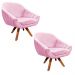 Kit 02 Poltronas Giratória Giovana Suede Rosa Bebê Base Madeira MM30 D'Rossi
