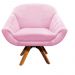 Kit 02 Poltronas Giratória Giovana Suede Rosa Bebê Base Madeira MM30 D'Rossi