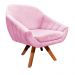 Kit 02 Poltronas Giratória Giovana Suede Rosa Bebê Base Madeira MM30 D'Rossi