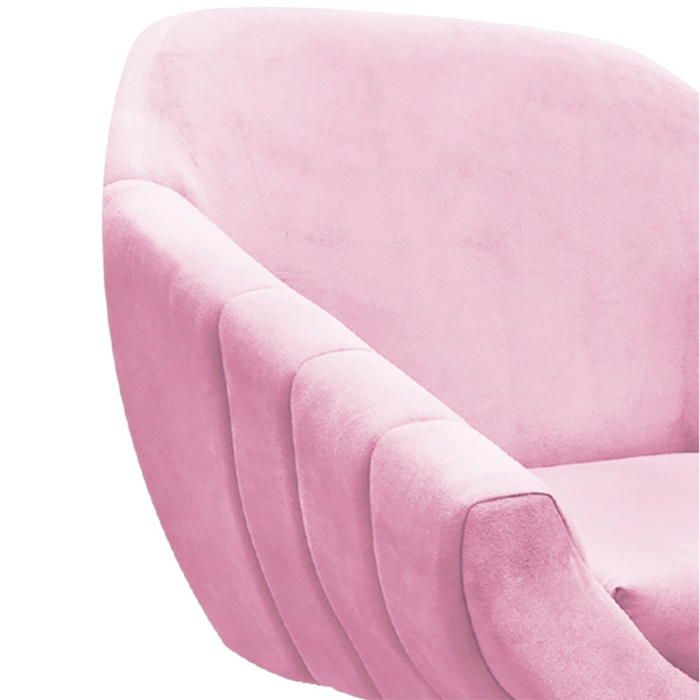 Kit 02 Poltronas Giratória Giovana Suede Rosa Bebê Base Madeira MM30 D'Rossi