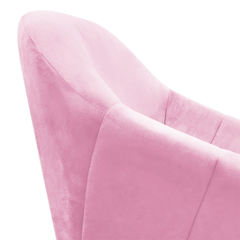 Kit 02 Poltronas Giratória Giovana Suede Rosa Bebê Base Madeira MM30 D'Rossi