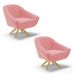 Kit 02 Poltronas Giratória Giovana Suede Rose Base Madeira MA30 - D'Rossi
