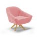 Kit 02 Poltronas Giratória Giovana Suede Rose Base Madeira MA30 - D'Rossi