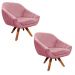 Kit 02 Poltronas Giratória Giovana Suede Rose Base Madeira MM30 D'Rossi