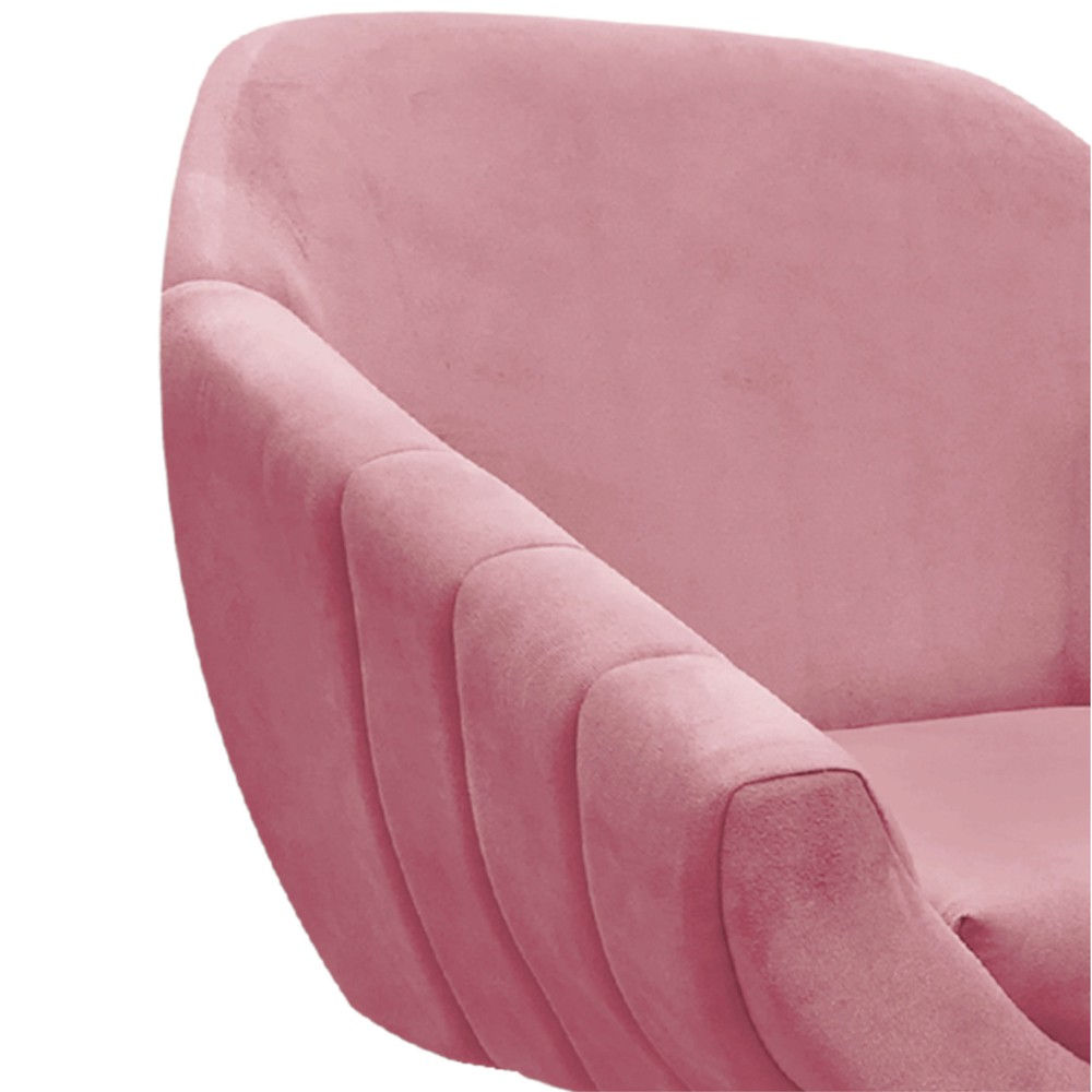 Kit 02 Poltronas Giratória Giovana Suede Rose Base Madeira MM30 D'Rossi