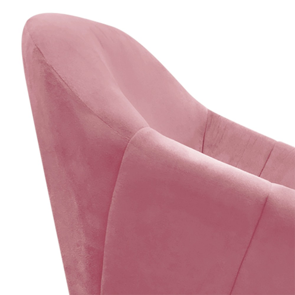 Kit 02 Poltronas Giratória Giovana Suede Rose Base Madeira MM30 D'Rossi