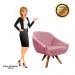Kit 02 Poltronas Giratória Giovana Suede Rose Base Madeira MM30 D'Rossi