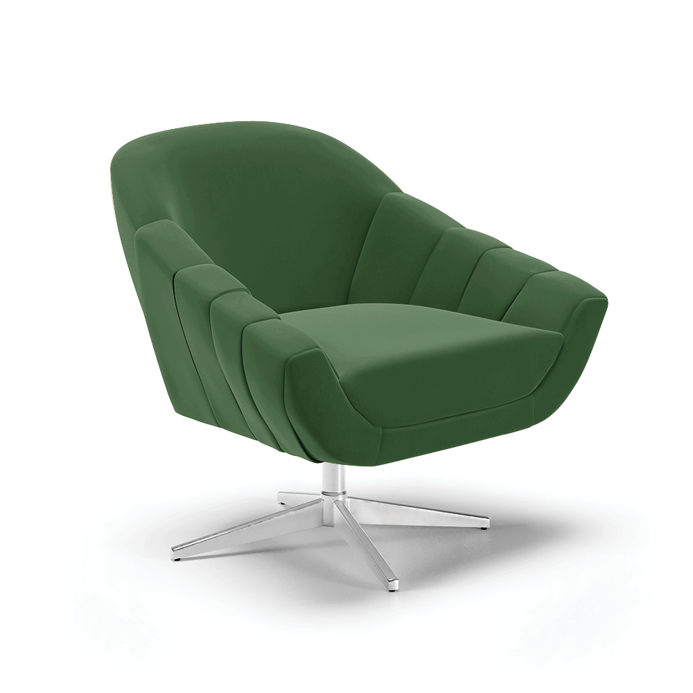 Kit 02 Poltronas Giratória Giovana Suede Verde Base Cromada - D'Rossi
