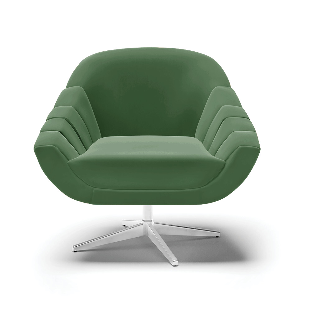 Kit 02 Poltronas Giratória Giovana Suede Verde Base Cromada - D'Rossi