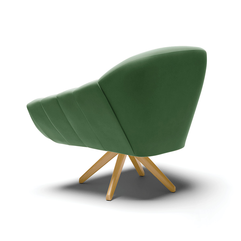 Kit 02 Poltronas Giratória Giovana Suede Verde Base Madeira MA30 - D'Rossi